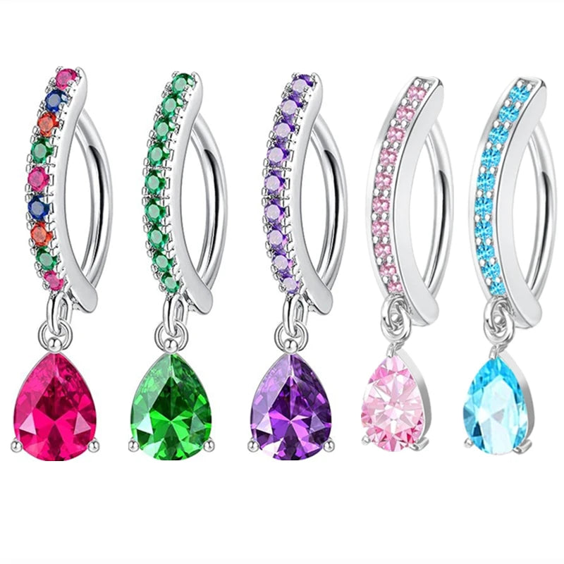 1PCS Drip Belly Button Ring Stainless Steel Crystal Clicker Belly Rings Women Fashion Reverse Navel Piercing Rings Body Jewelry
