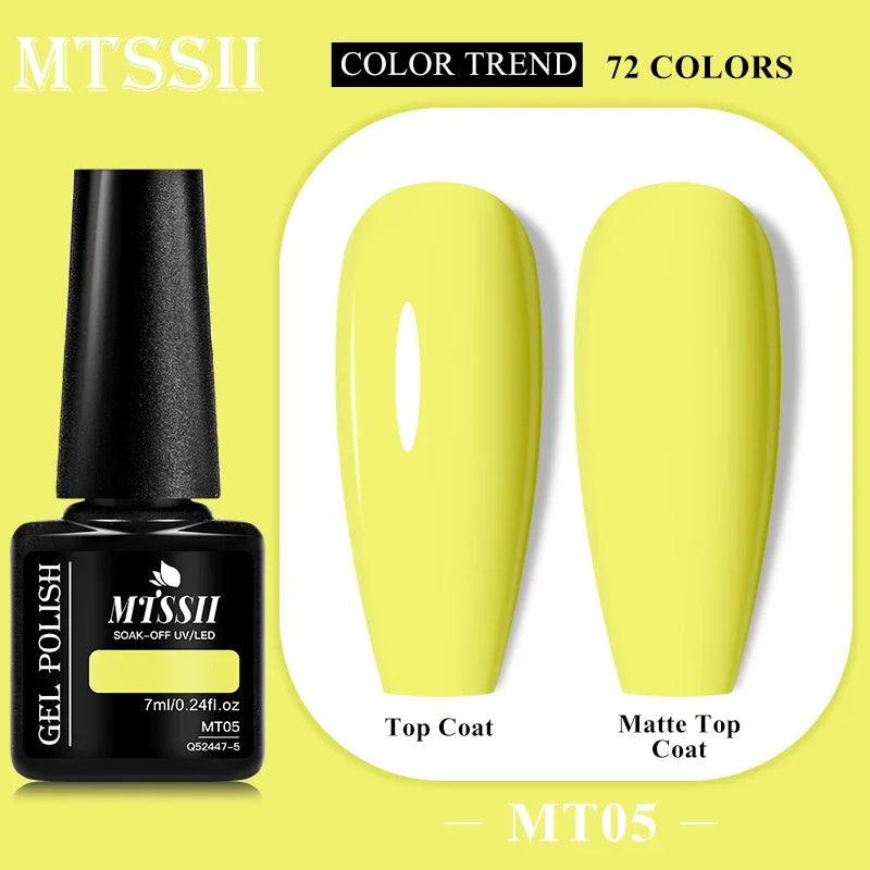 MTSSII 72 Colors 7ml Colorful Gel Nail Polish Nail Supplies Semi Permanent Nail Art Manicure Soak Off LED UV Gel Nail Varnish