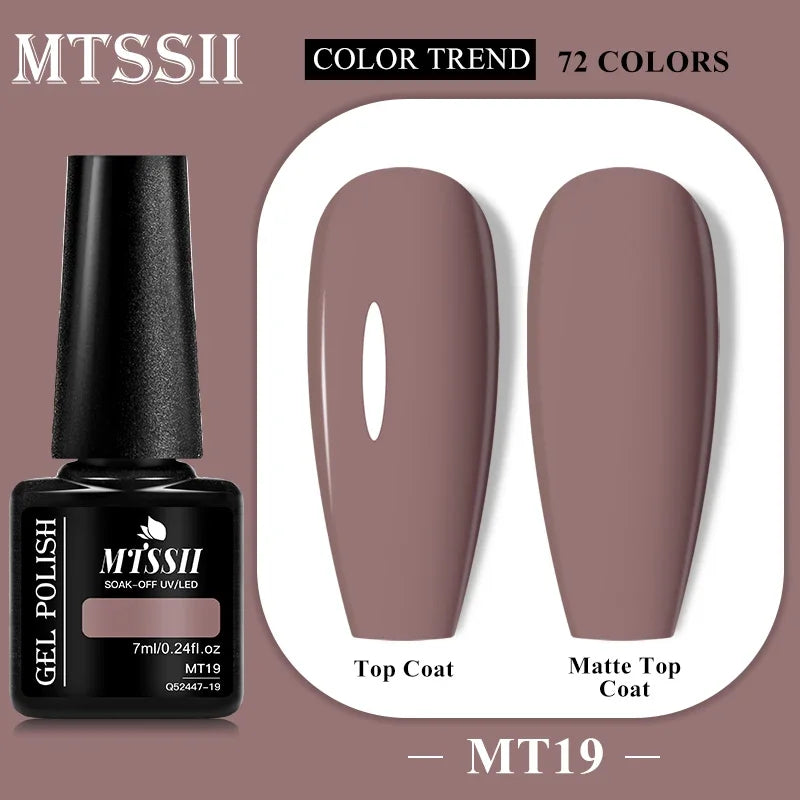 MTSSII 72 Colors 7ml Colorful Gel Nail Polish Nail Supplies Semi Permanent Nail Art Manicure Soak Off LED UV Gel Nail Varnish
