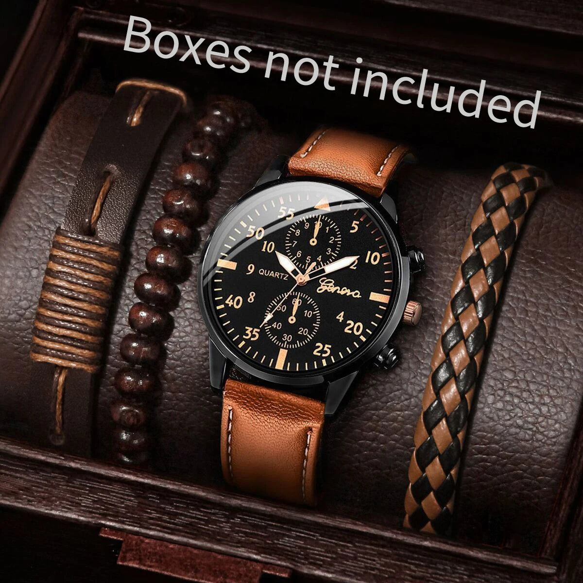 Men Watches Casual Male's Quartz Watch Bracelets Set