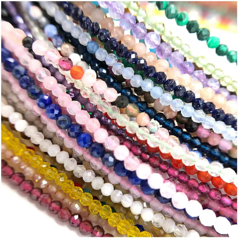 Small Natural Stone Bead Necklace Bracelet for Women, Zircon Tourmaline Pearl Necklace with, Reki Clavicle Chain, Choker, 2-3mm