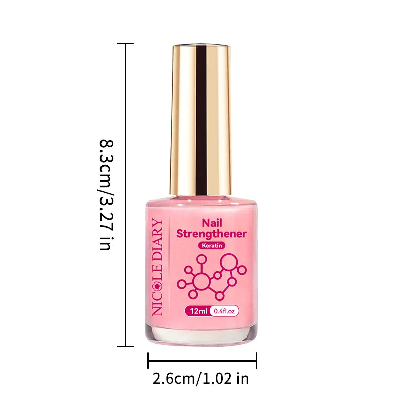 NICOLE DIARY 12ml Pink Nail Strengthener Natural Sheer for Enhanced Gloss Keratin Nail Polish for Manicure Care Air Dries