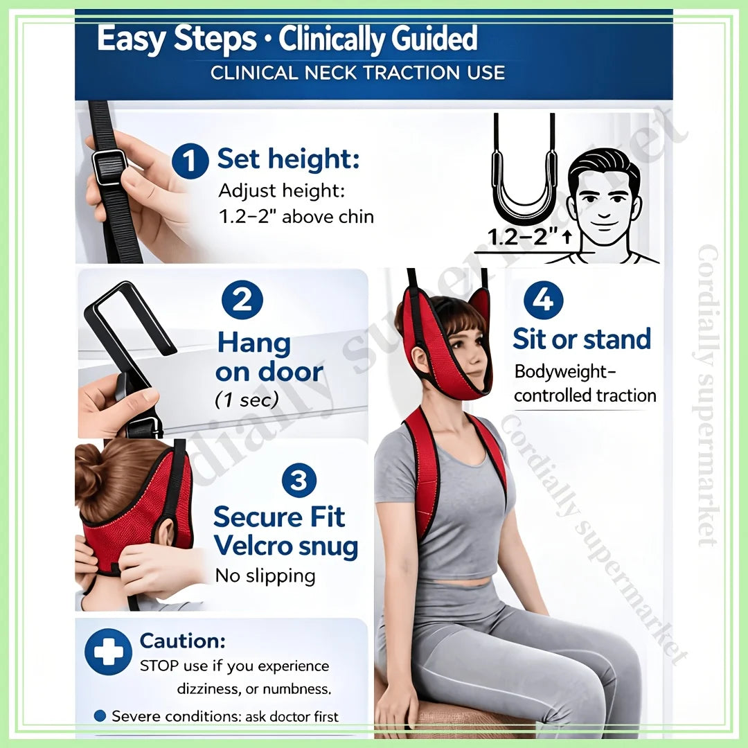 Upgraded version of door hanging cervical brace, with thickened neck support and cervical fixation strap to relieve breathabilit