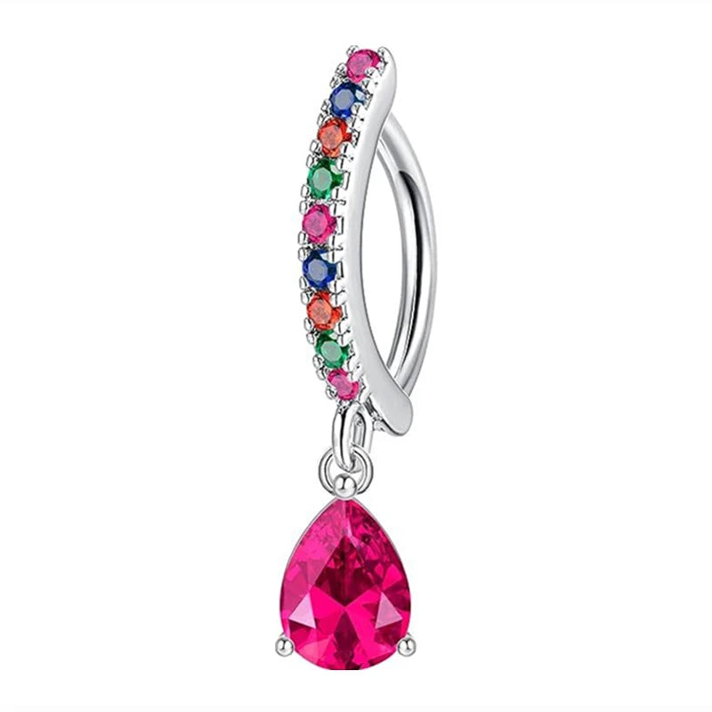 1PCS Drip Belly Button Ring Stainless Steel Crystal Clicker Belly Rings Women Fashion Reverse Navel Piercing Rings Body Jewelry