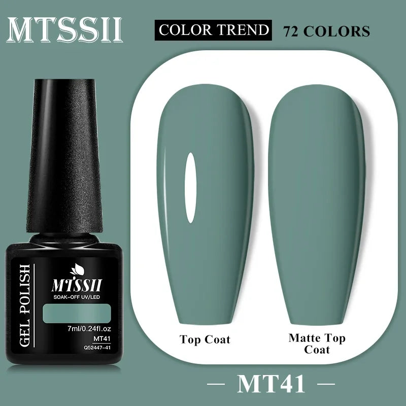 MTSSII 72 Colors 7ml Colorful Gel Nail Polish Nail Supplies Semi Permanent Nail Art Manicure Soak Off LED UV Gel Nail Varnish