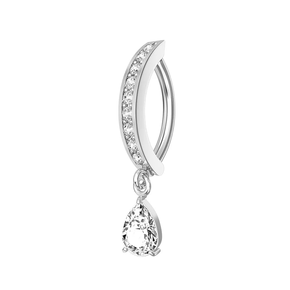 1PCS Drip Belly Button Ring Stainless Steel Crystal Clicker Belly Rings Women Fashion Reverse Navel Piercing Rings Body Jewelry