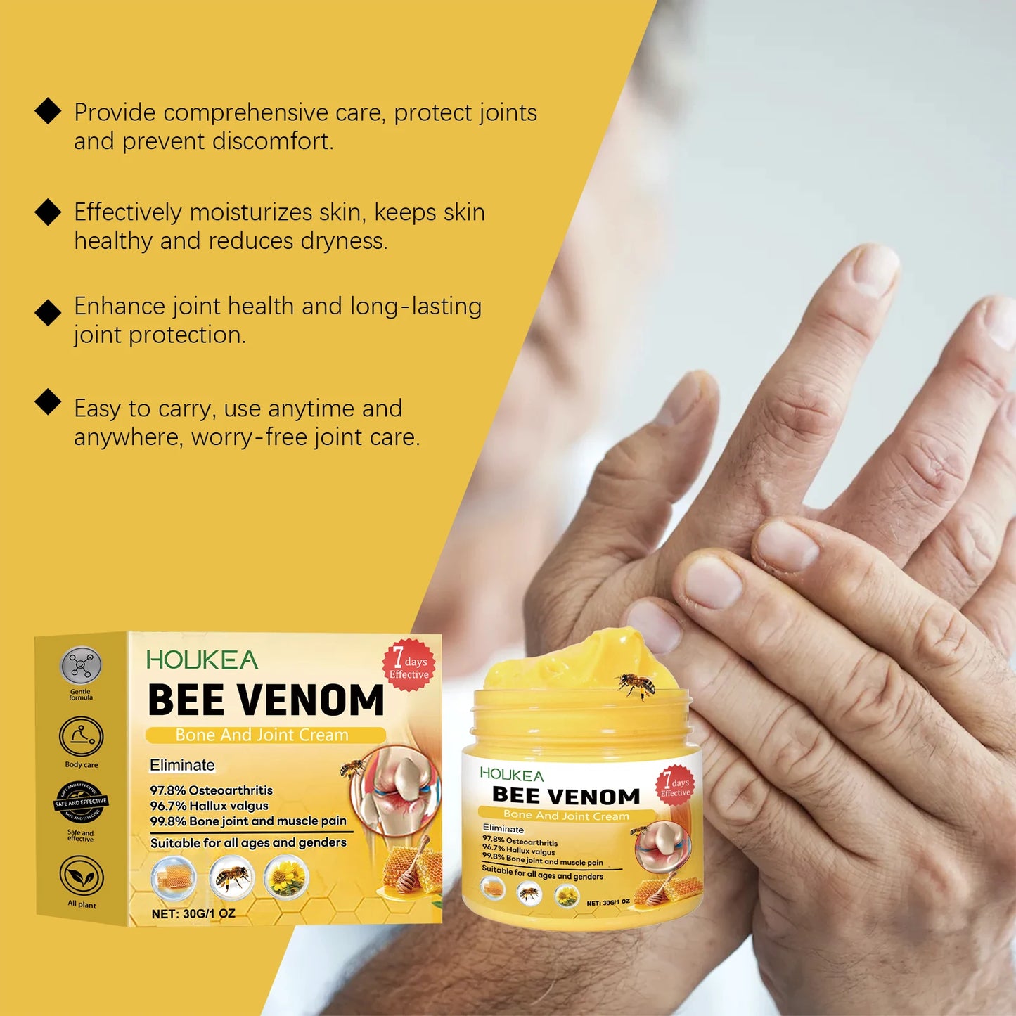 Bee Venom Joint Bone Care Cream Repair Muscle Hurt Relief Rheumatoid Pain Arthritis Treatment Body Knee Soothing Creams