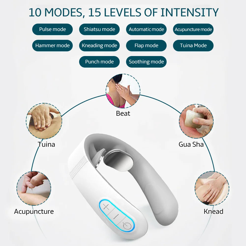 Pulse Neck Massager Electric Smart EMS Cervical Massagers TENS Pain Relief Relaxation Muscle Kneading Massage