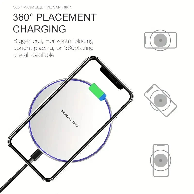 Wireless Charger Mobile Phone Charger Pad Stand For iPhone 16 15 14 13 12 11 Pro Max Samsung Xiaomi Fast Charging Dock Station