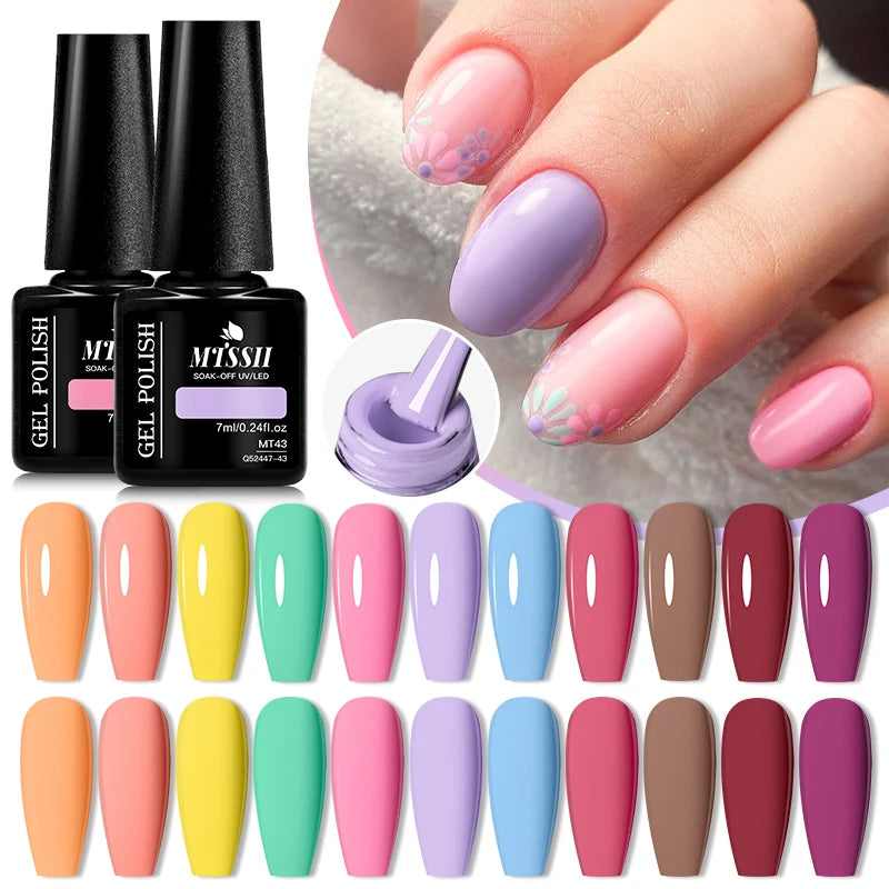 MTSSII 72 Colors 7ml Colorful Gel Nail Polish Nail Supplies Semi Permanent Nail Art Manicure Soak Off LED UV Gel Nail Varnish