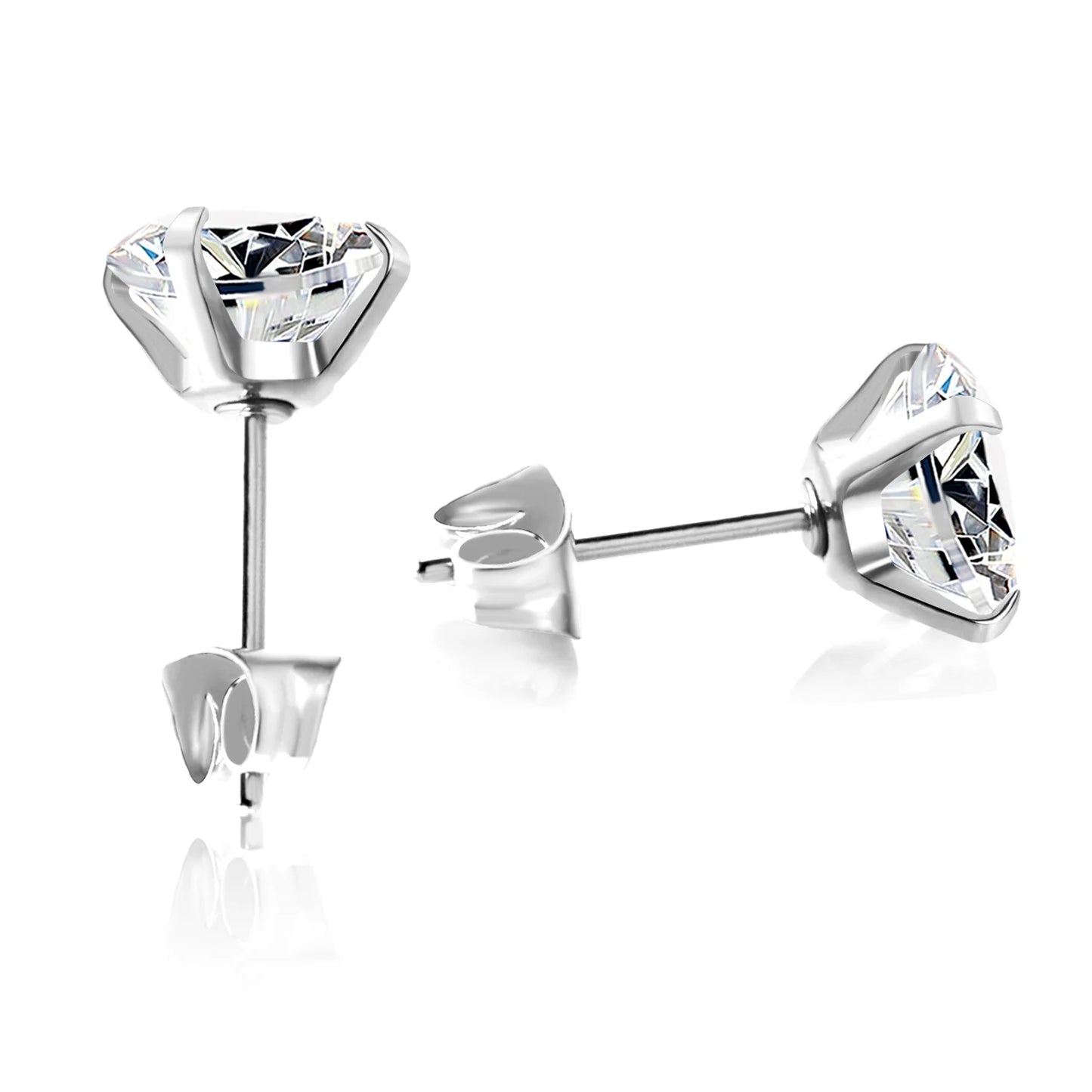 LUXUSTEEL 2Pcs Men's Crystal Zircon Studs Earrings For Women 316L Stainless Steel Cartilage Piercing Ear Anti Allergic 3-8mm