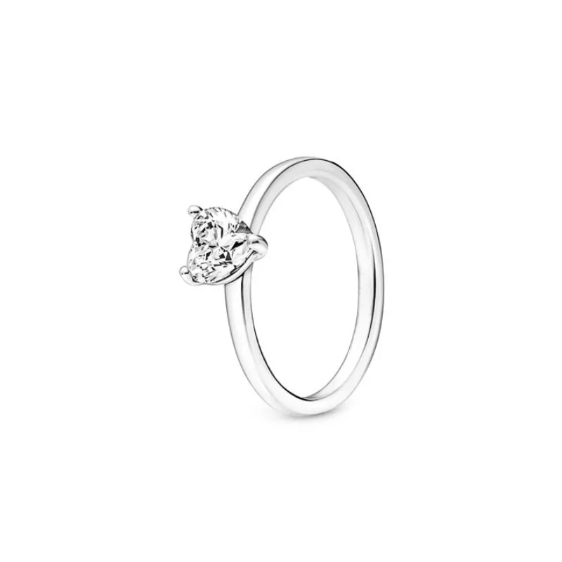 New 925 Silver Heart-Shaped,Floral,Square Ring Suitable for Exquisite High-Quality Jewelry for Women at Wedding Parties