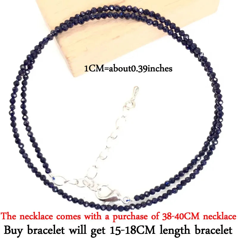 Small Natural Stone Bead Necklace Bracelet for Women, Zircon Tourmaline Pearl Necklace with, Reki Clavicle Chain, Choker, 2-3mm