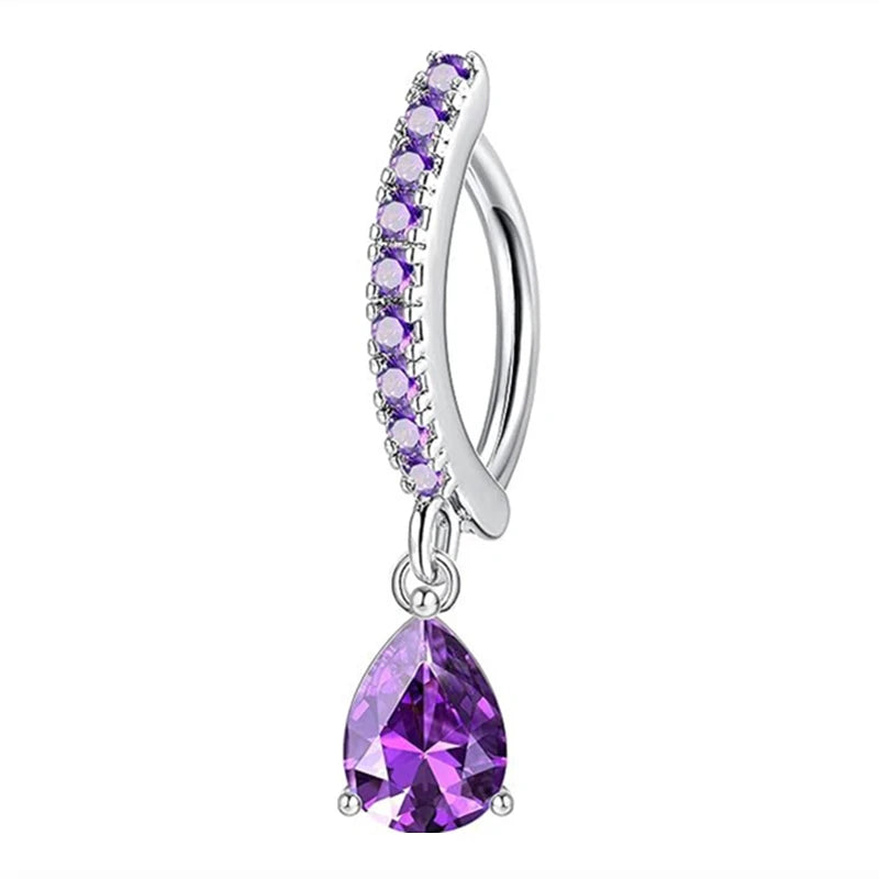 1PCS Drip Belly Button Ring Stainless Steel Crystal Clicker Belly Rings Women Fashion Reverse Navel Piercing Rings Body Jewelry