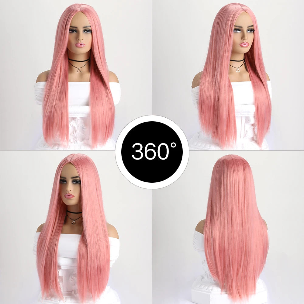 26Inch Colour Wig Long Straight Synthetic Wig for Women Fashion Wig for for Daily Halloween   Costume Party Cosplay ﻿
