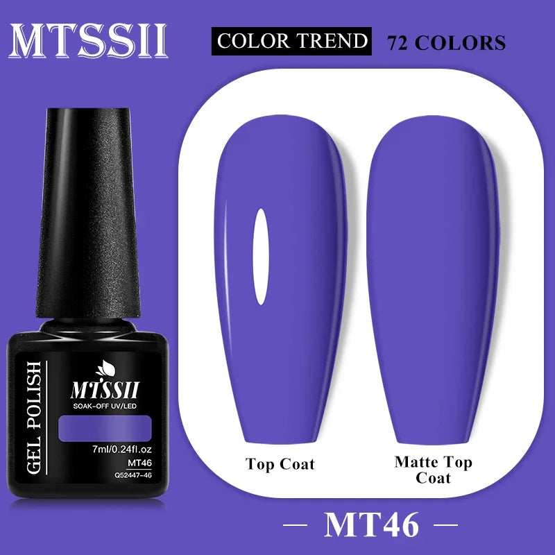 MTSSII 72 Colors 7ml Colorful Gel Nail Polish Nail Supplies Semi Permanent Nail Art Manicure Soak Off LED UV Gel Nail Varnish