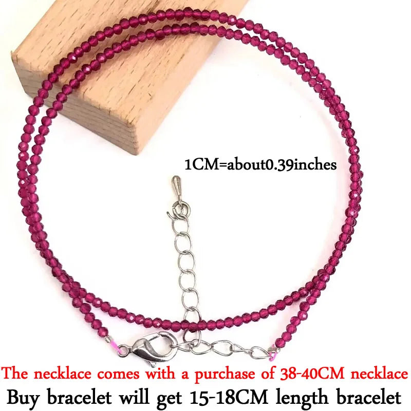 Small Natural Stone Bead Necklace Bracelet for Women, Zircon Tourmaline Pearl Necklace with, Reki Clavicle Chain, Choker, 2-3mm