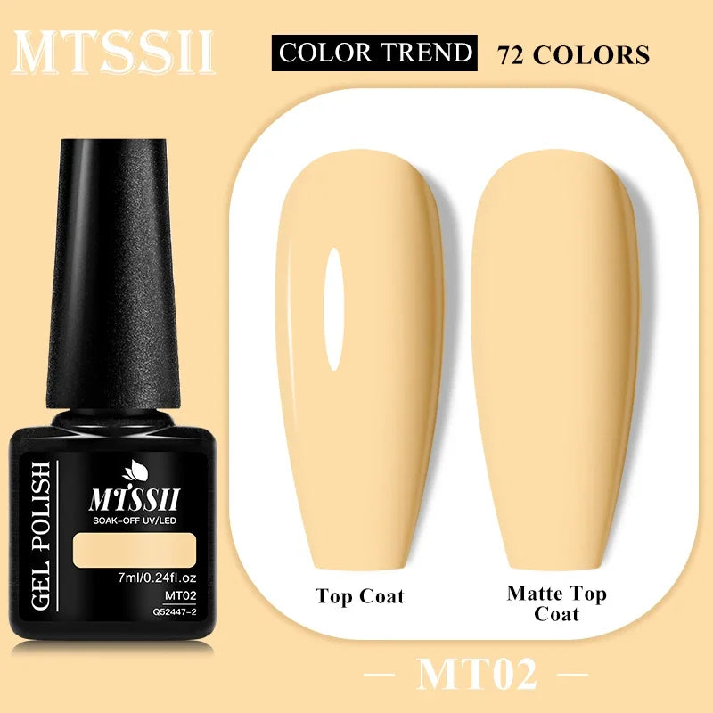 MTSSII 72 Colors 7ml Colorful Gel Nail Polish Nail Supplies Semi Permanent Nail Art Manicure Soak Off LED UV Gel Nail Varnish