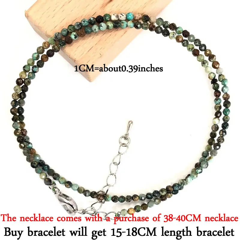Small Natural Stone Bead Necklace Bracelet for Women, Zircon Tourmaline Pearl Necklace with, Reki Clavicle Chain, Choker, 2-3mm