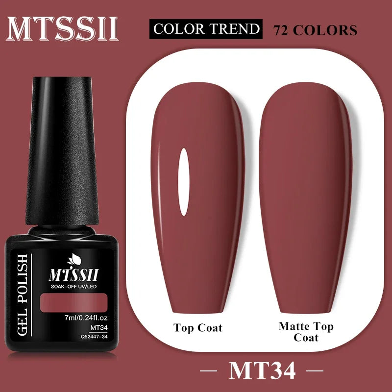 MTSSII 72 Colors 7ml Colorful Gel Nail Polish Nail Supplies Semi Permanent Nail Art Manicure Soak Off LED UV Gel Nail Varnish