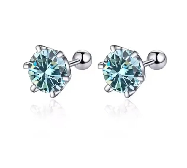 TY 0.3-2CT Moissanite Earrings 925 Sterling Silver Round Cut Stud Earrings Piercing Earrings for Men and Women Fine Jewelry