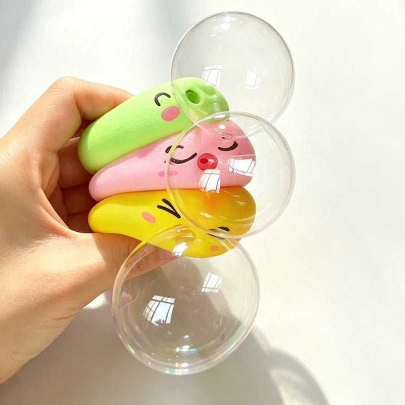 Dumpling Squeeze Blow Bubbles Toy Dumpling Squishies Set with Steamer Bubble-Blowing Squishies Stretchy Fidget Sensory