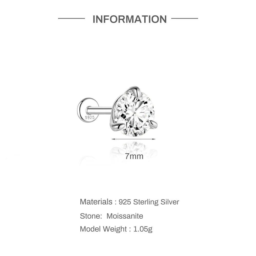CANNER 0.5-1.2 Carat D Color Moissanite Ear Stud Earrings For Women 925 Sterling Silver Sparkling Piercing Earring Fine Jewelry