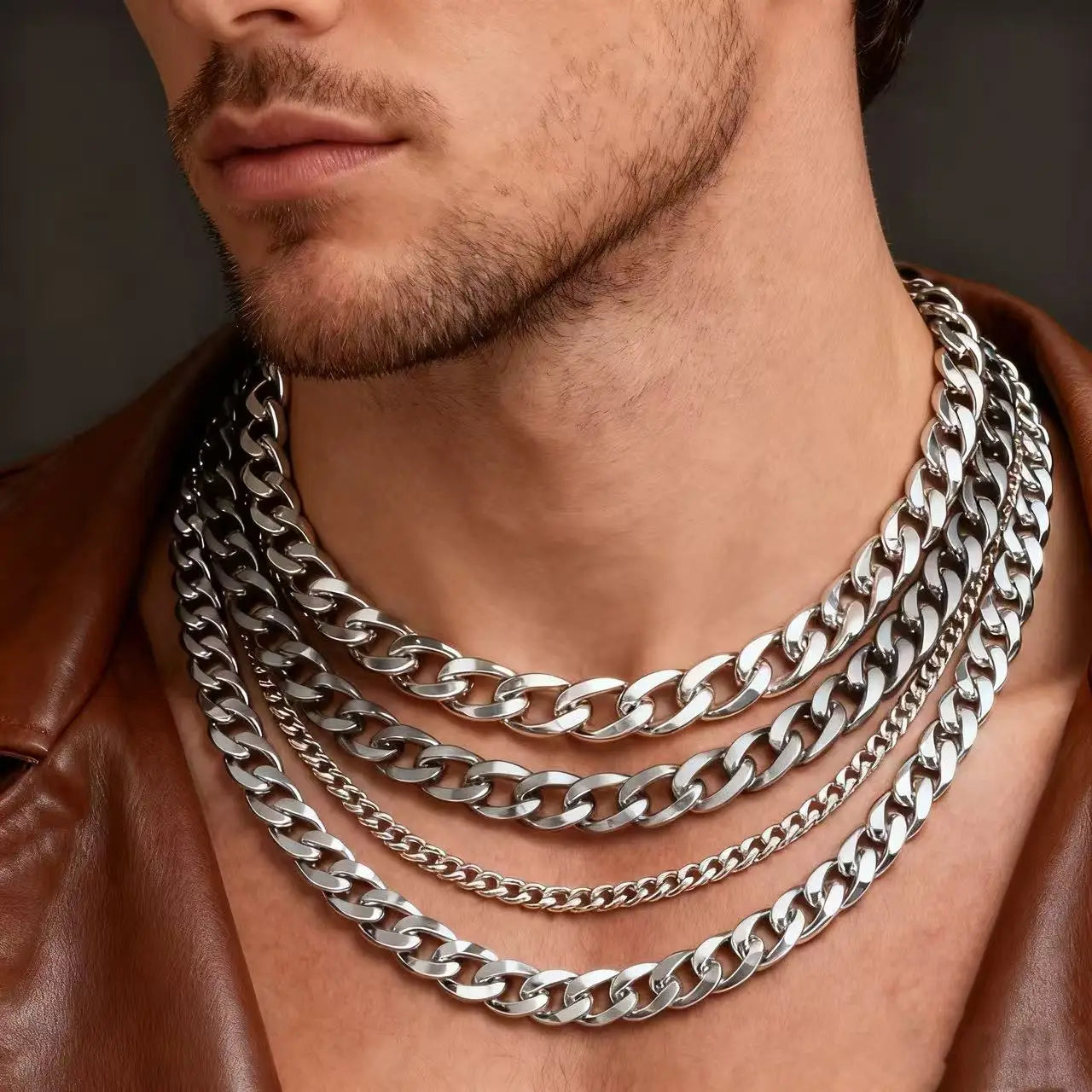 HNSP 3-12MM Stainless Steel Cuban Link Chain Necklace For Men Women Waterproof Jewelry Black Gold Silver Color Curb Chain