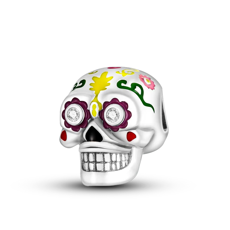2026 Halloween Skull Charms Bead 925 Sterling Silver Sparkling Zircon Pumpkin Head Dangle Fit Bracelet DIY Jewelry Holiday Gift