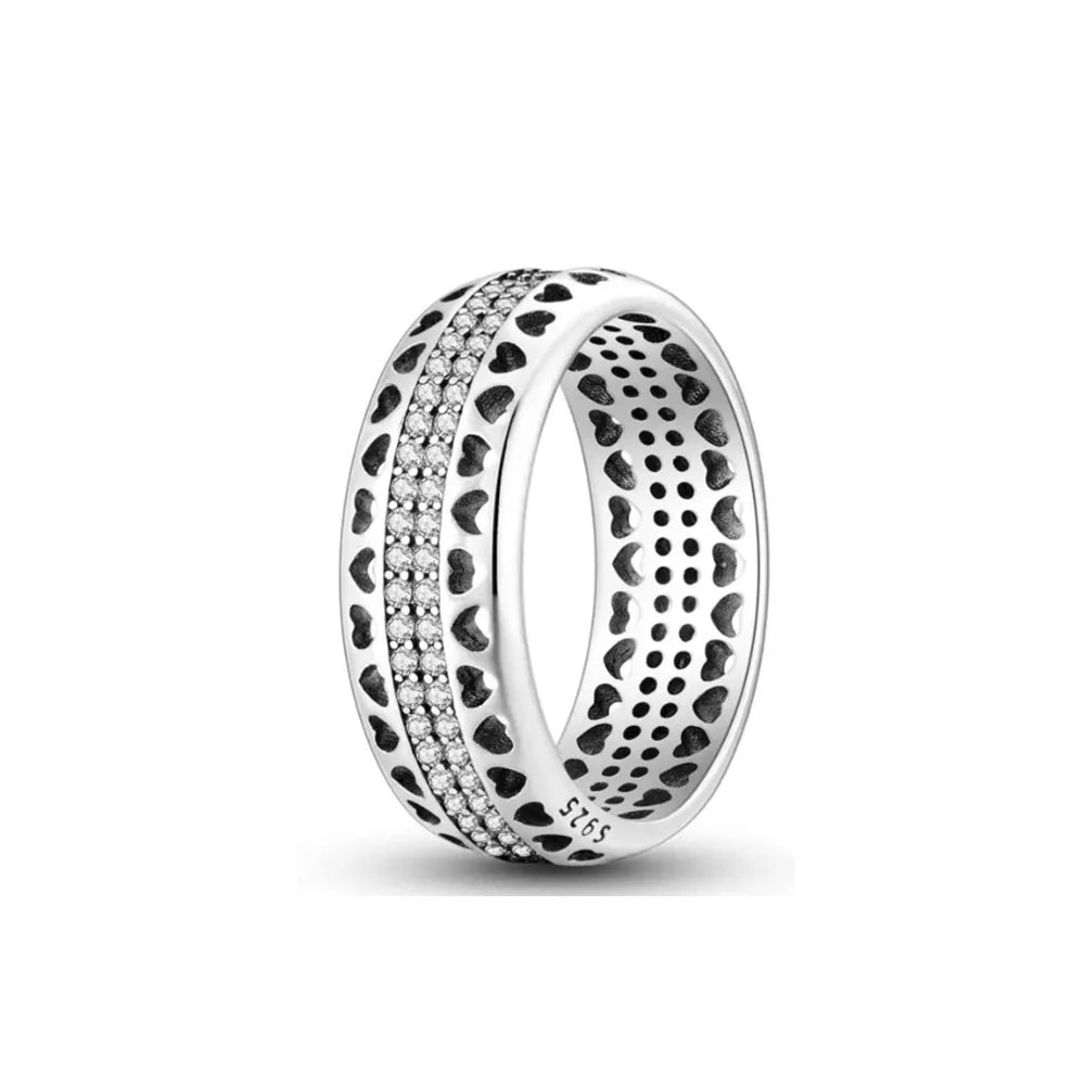 New 925 Silver Heart-Shaped,Floral,Square Ring Suitable for Exquisite High-Quality Jewelry for Women at Wedding Parties