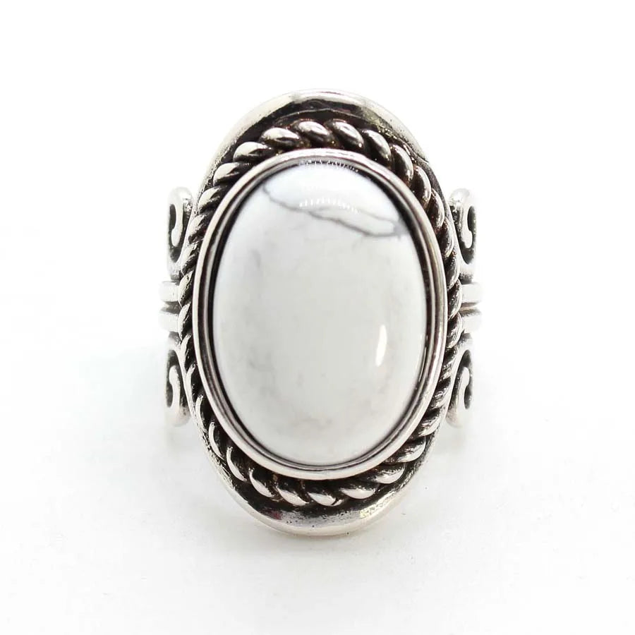 Vintage Crystal Oval Stone Rings For Men Women Natural Rose Quartz Amethyst Onyx Agate Gemstone Adjustable Finger Ring Jewelry