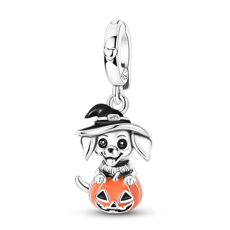 2026 Halloween Skull Charms Bead 925 Sterling Silver Sparkling Zircon Pumpkin Head Dangle Fit Bracelet DIY Jewelry Holiday Gift