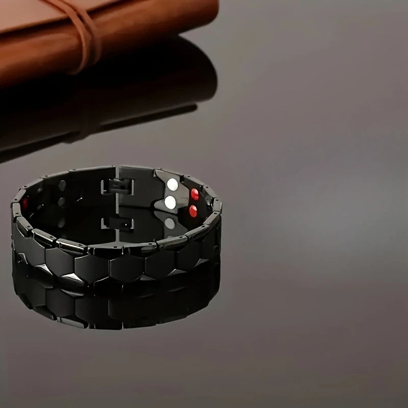 1pc men's magnetic titanium alloy bracelet - Ideal Father's Day gift, detachable hexagonal wide magnetic bead bracelet