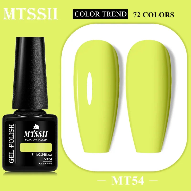 MTSSII 72 Colors 7ml Colorful Gel Nail Polish Nail Supplies Semi Permanent Nail Art Manicure Soak Off LED UV Gel Nail Varnish