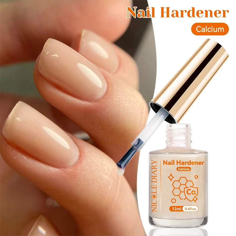 NICOLE DIARY 12ml Pink Nail Strengthener Natural Sheer for Enhanced Gloss Keratin Nail Polish for Manicure Care Air Dries
