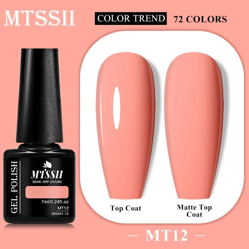 MTSSII 72 Colors 7ml Colorful Gel Nail Polish Nail Supplies Semi Permanent Nail Art Manicure Soak Off LED UV Gel Nail Varnish