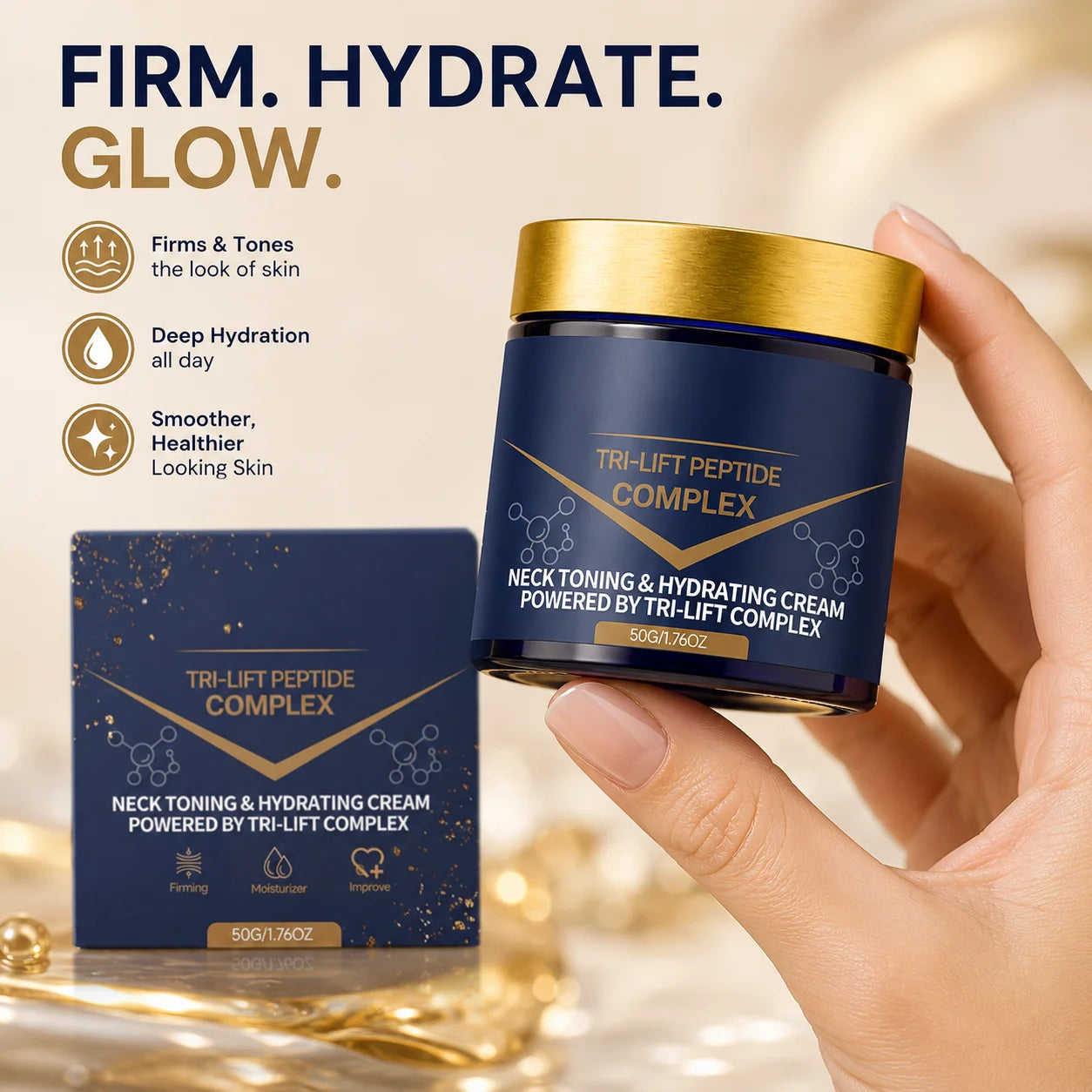 Tri-lift Peptide Complex Cream Anti Aging Brighten Skin Smoothing Skin Fine Lines Remove Wrinkle Facial Neck Firming Moisturizer