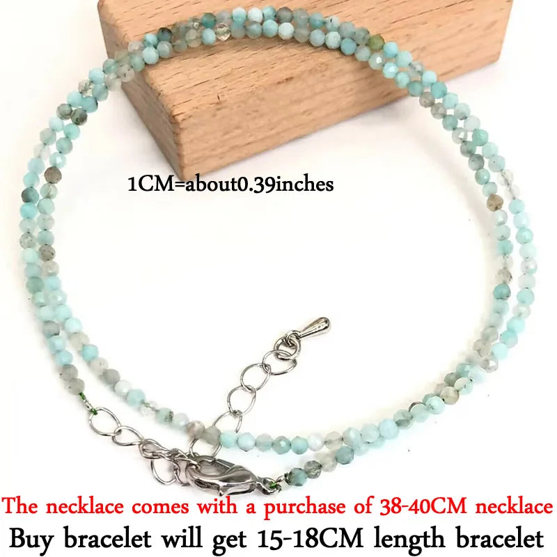 Small Natural Stone Bead Necklace Bracelet for Women, Zircon Tourmaline Pearl Necklace with, Reki Clavicle Chain, Choker, 2-3mm