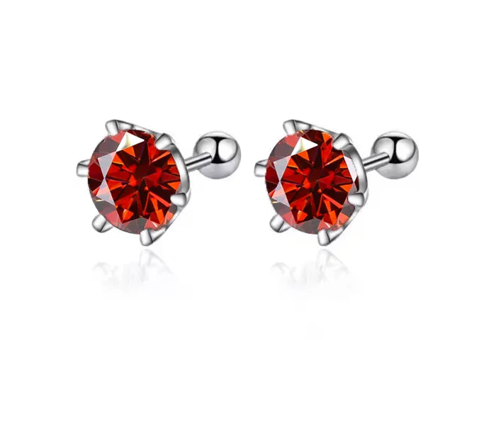 TY 0.3-2CT Moissanite Earrings 925 Sterling Silver Round Cut Stud Earrings Piercing Earrings for Men and Women Fine Jewelry