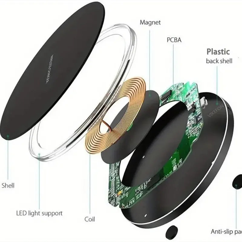 Wireless Charger Mobile Phone Charger Pad Stand For iPhone 16 15 14 13 12 11 Pro Max Samsung Xiaomi Fast Charging Dock Station