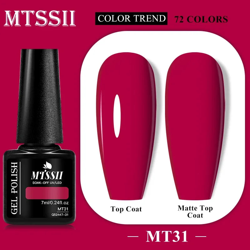 MTSSII 72 Colors 7ml Colorful Gel Nail Polish Nail Supplies Semi Permanent Nail Art Manicure Soak Off LED UV Gel Nail Varnish