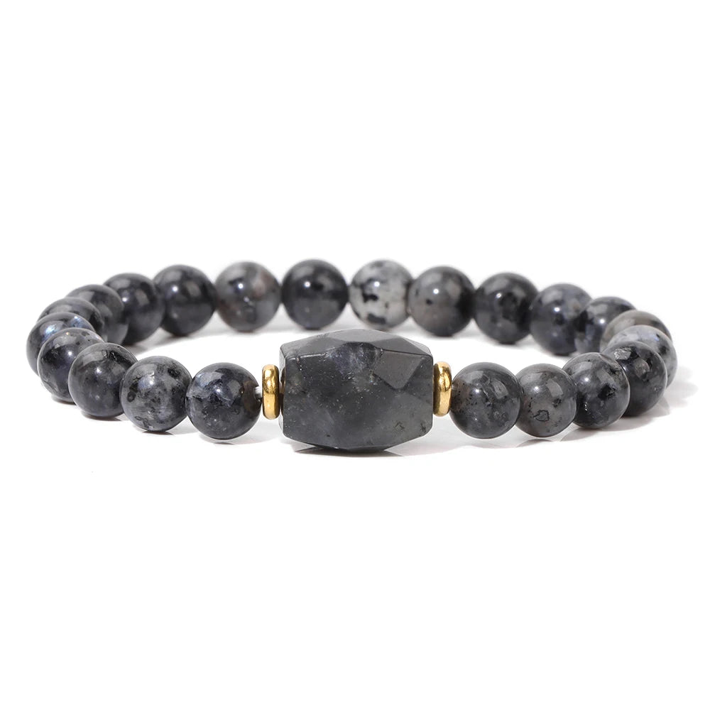 Natural Stone Charm Bracelets For Women Men Amethysts Lapis Lazuli Labradorite White Howlite Elastic Bracelet Jewelry