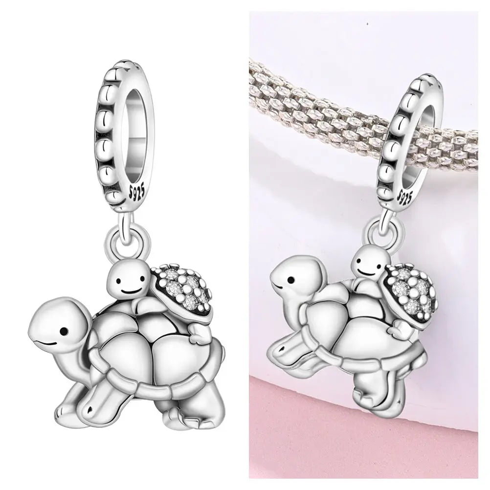 925 Sterling Silver Ocean Series Blue Turtle Starfish Shell Fit Original Bracelet Charms for Women diy Fine Jewelry Gifts