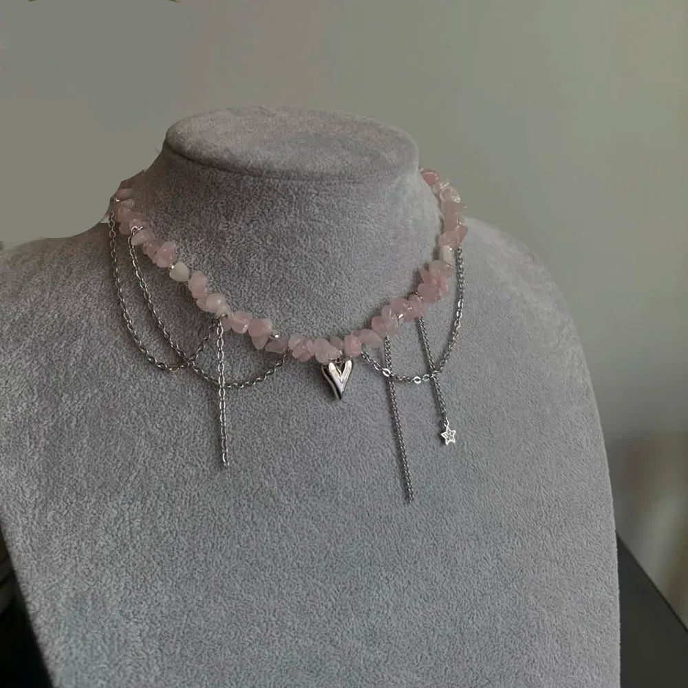 Elegant Multilayer Tassel Chain Pendant Necklace For Women Vintage Creative Natural Blue Stone Chocker Necklace Wedding Jewelry