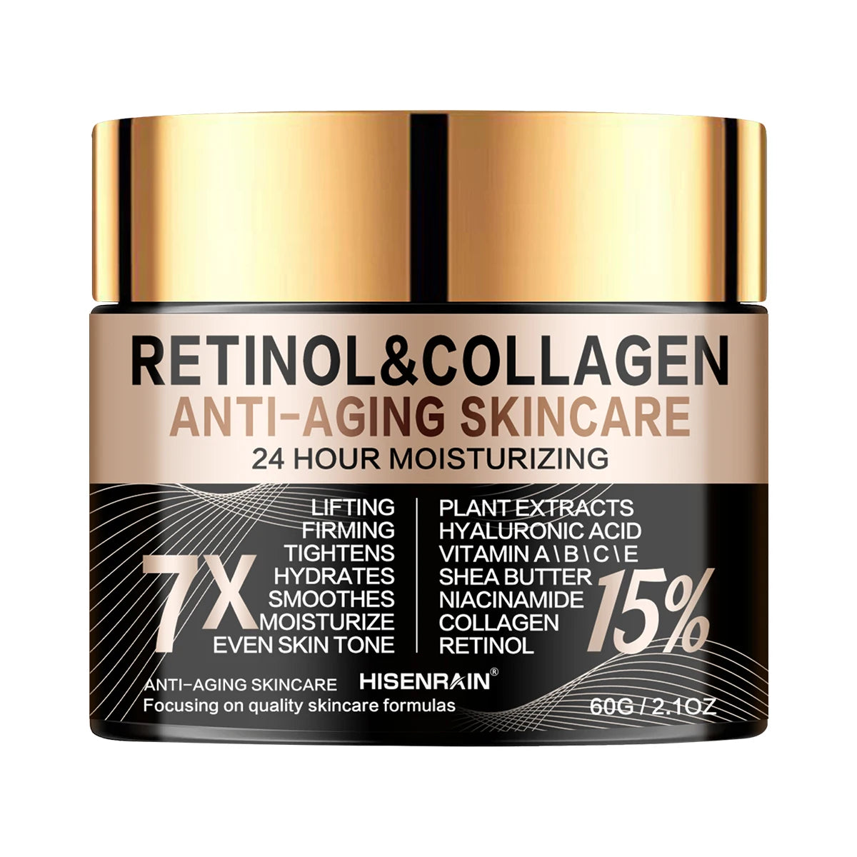 HISENRAIN Retinol Collagen Face Cream - Anti-Aging Intense Moisturizer, Reduce Wrinkles Fine Lines & Firm Skin.