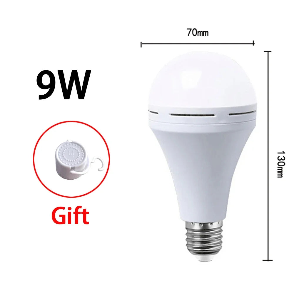 E27 Emergency LED Lamp Bulbs 7W 9W 12W 15W Rechargeable High Brightness Light Bulb Outdoor Camping Fishing Portable Lamps