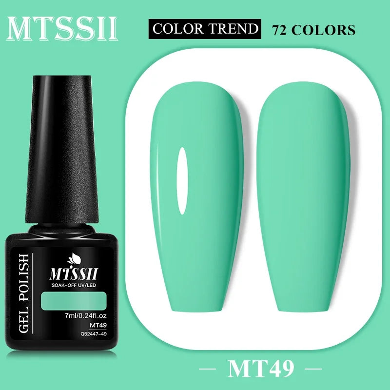 MTSSII 72 Colors 7ml Colorful Gel Nail Polish Nail Supplies Semi Permanent Nail Art Manicure Soak Off LED UV Gel Nail Varnish