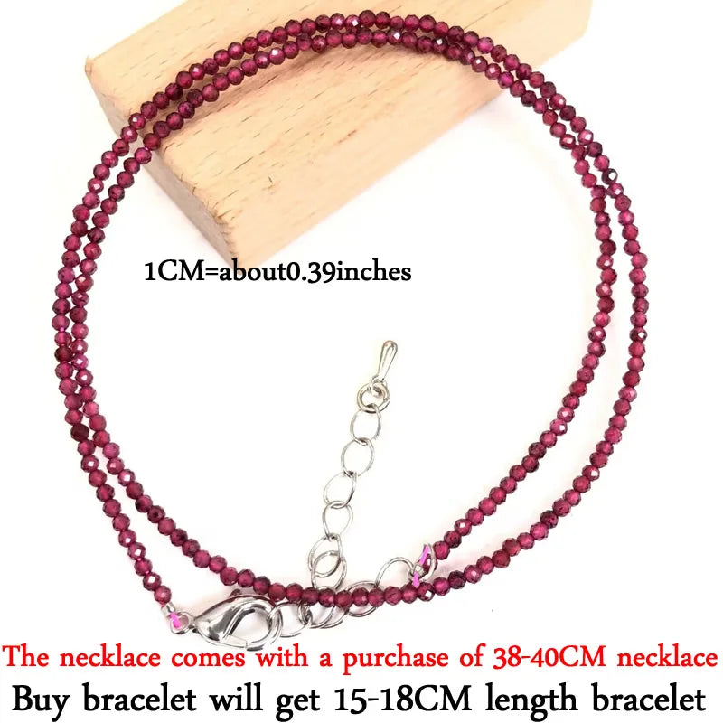 Small Natural Stone Bead Necklace Bracelet for Women, Zircon Tourmaline Pearl Necklace with, Reki Clavicle Chain, Choker, 2-3mm