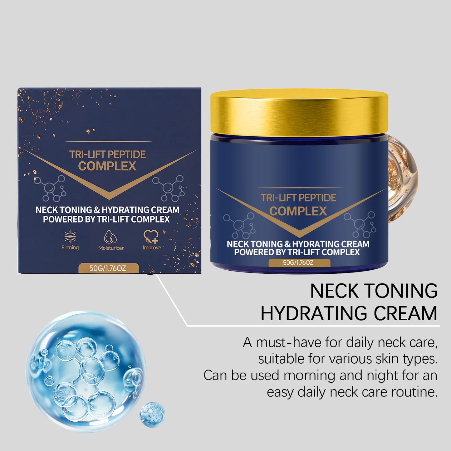 Tri-lift Peptide Complex Cream Anti Aging Brighten Skin Smoothing Skin Fine Lines Remove Wrinkle Facial Neck Firming Moisturizer