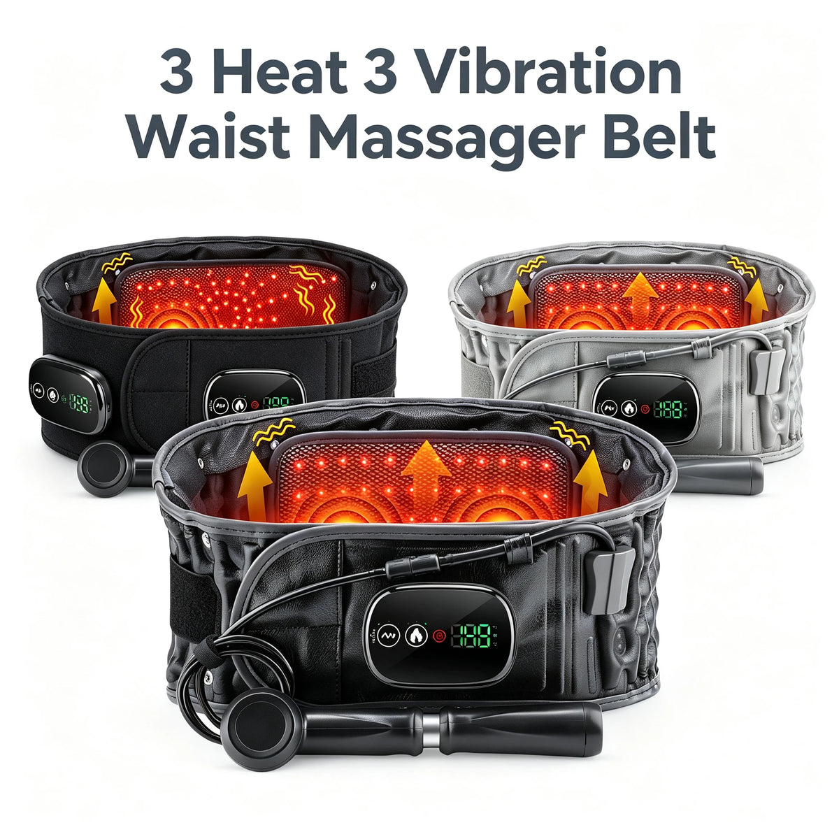 LED Red Light Massaging Heating Inflatable Waist Belt with Airbag Support for Back Pain Relief 3 Heating & Vibration Massage